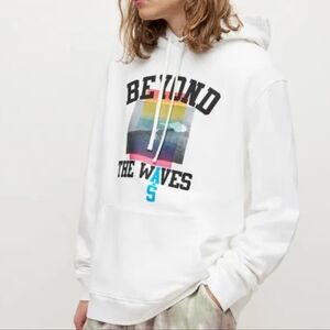 ALLSAINTS Yonder pullover hoodie men's size large cotton white Beyond the Waves